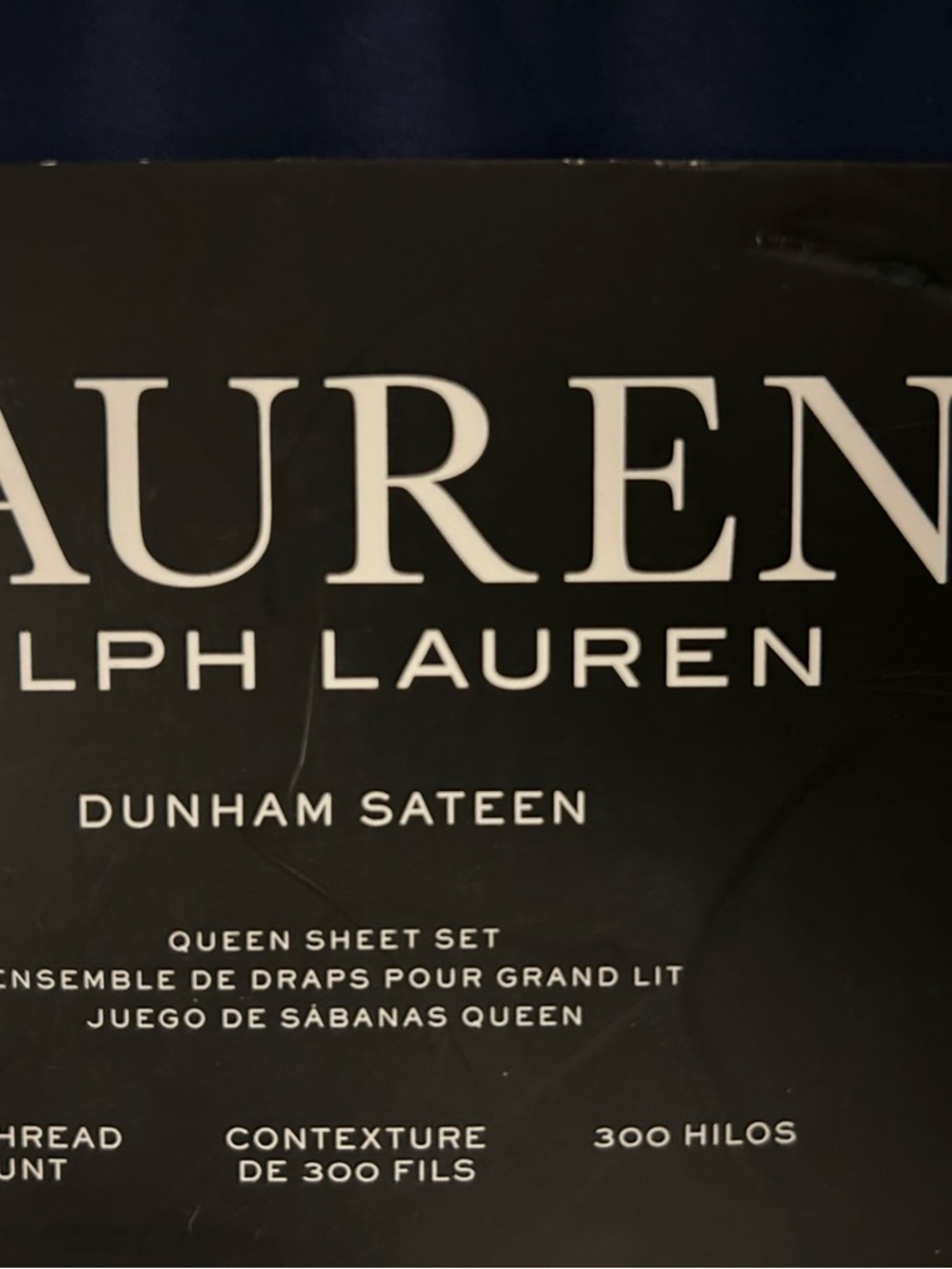 Ralph Lauren Home Cadete Navy DUNHAM Sateen QUEEN  4 pcs Sheet Set Packaging